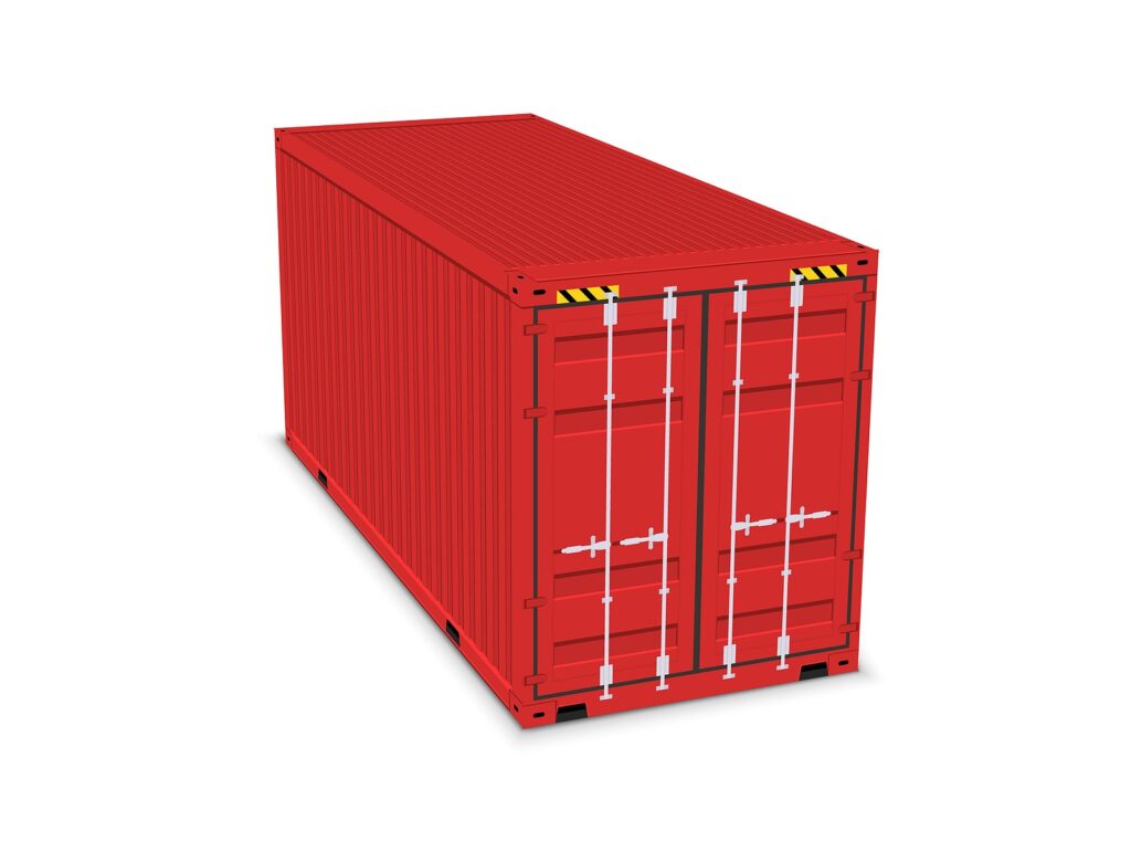 Red storage container.