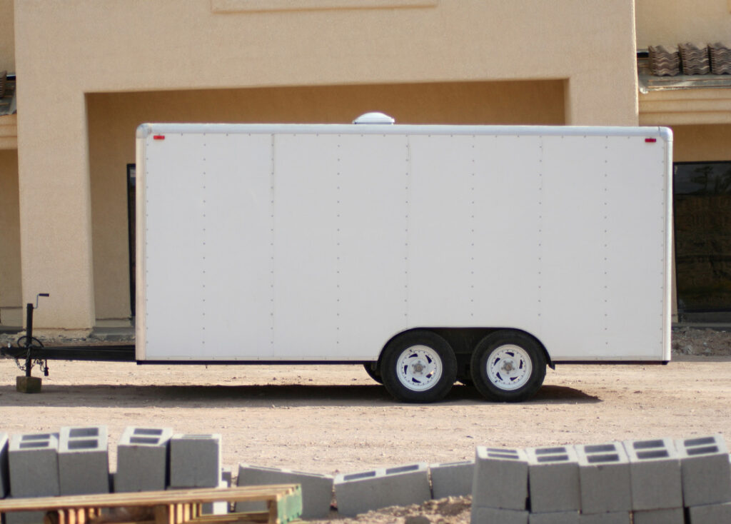 Image of a storage trailer on a construction site