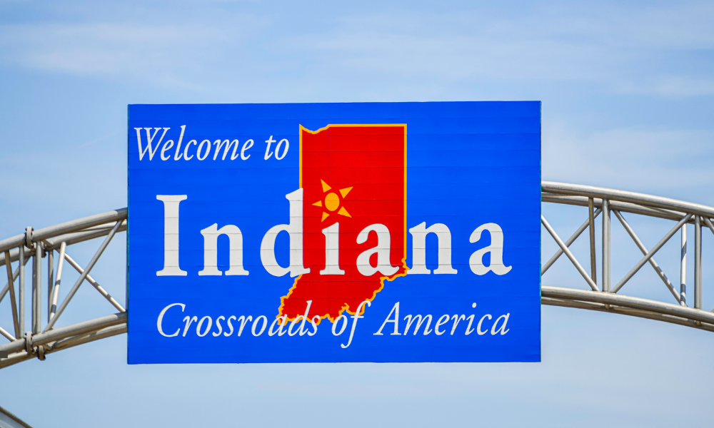 Welcome to Indiana road sign